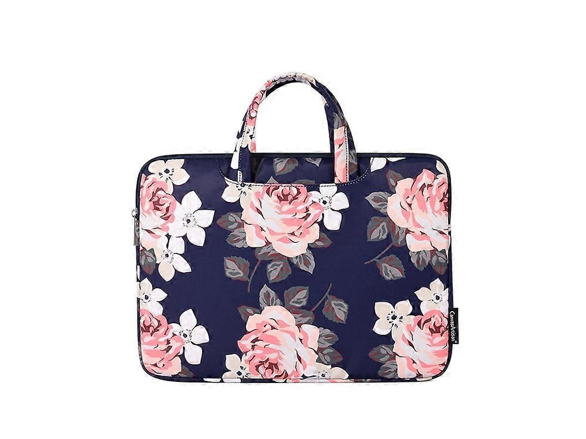 H40-b01 Bolsa Para Laptop Com Estampa De Rosas Brancas, Capa Protetora Para Computador Com Alça, Tamanho: 14 Polegadas