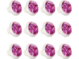 Puxadores E Maçanetas Redondas Para Armários De Cozinha, Conjunto De 12 Peças, Estampa Abstrata De Camuflagem Rosa
