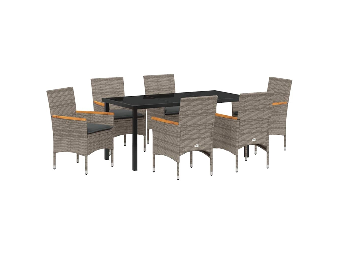 Maison Exclusive - Conjunto De Jantar Para Jardim 7 Pcs Cinzeto Vime Pe