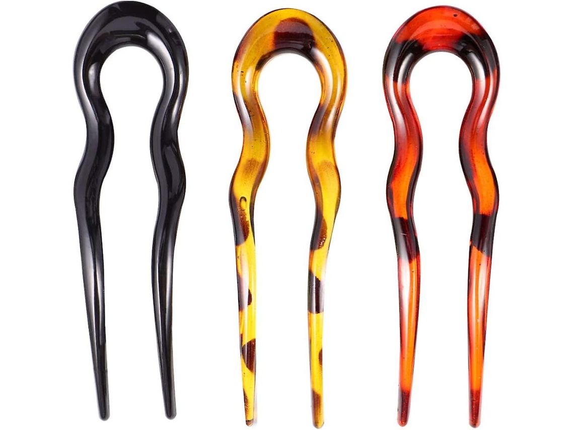 Fita Para Cabelo Em Forma De U, 3 Peças, Esqueleto De Tartaruga E Francesa Para Coque