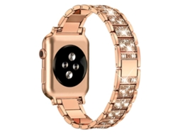 Bracelete para Apple Watch 42/41/40/38mm Aço Inoxidável com Joias de Diamante Ouro Rosa XIAOMOYU