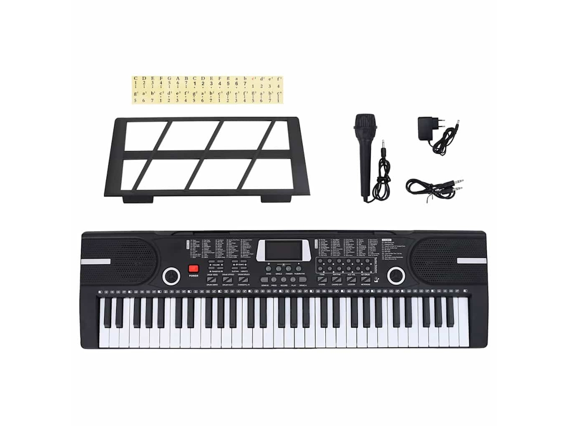 Vidaxl 61 Teclas Piano Teclado Elétrico Com Suporte De Música
