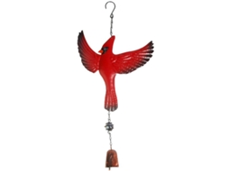 Campana De Viento Portátil Pájaro Cardenal Rojo Decoración Exterior Jardín 17.7 Pulgadas