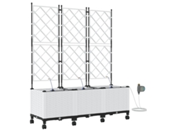 Conjunto 3 Vaso De Jardim Vidaxl Branco Polipropileno (120 X 40 X 148 Cm)