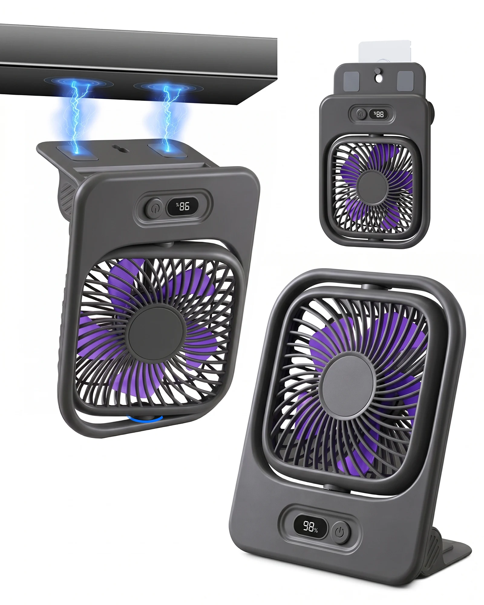 Ventilador de mesa MDUG recarregável, tripé, multifuncional