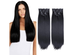 Conjunto De Extensões De Cabelo Clip-in Preto Reto 22 Polegadas - 8 Peças