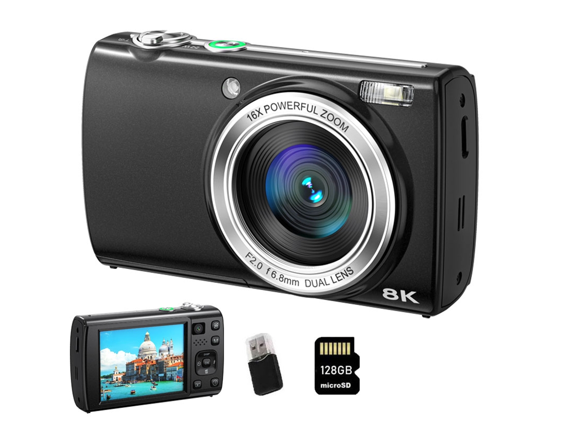Câmera Digital SZSMART Ve418 8k 88mp Câmera Dupla Sony Tela Tátil Wifi Autofoco para Youtube Vloggers + Cartão de Memória 128g