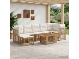 Vidaxl Conjunto De Sofá De Jardim 8 Unid. Natural E Branco Creme