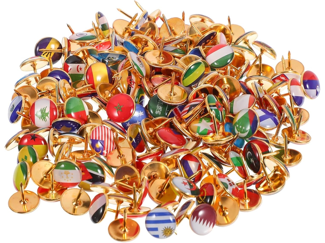 Abaodam Conjunto De 200 Pins Aço Com Bandeiras Países Para Escritório