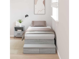 Vidaxl Estrado De Cama Com Arrumação Com Gaveta Cinza Sonoma 100 Cm