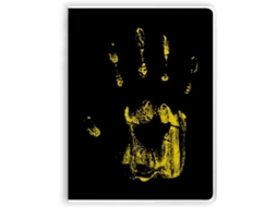 Caderno de anotações com capa temática de Halloween e terror.