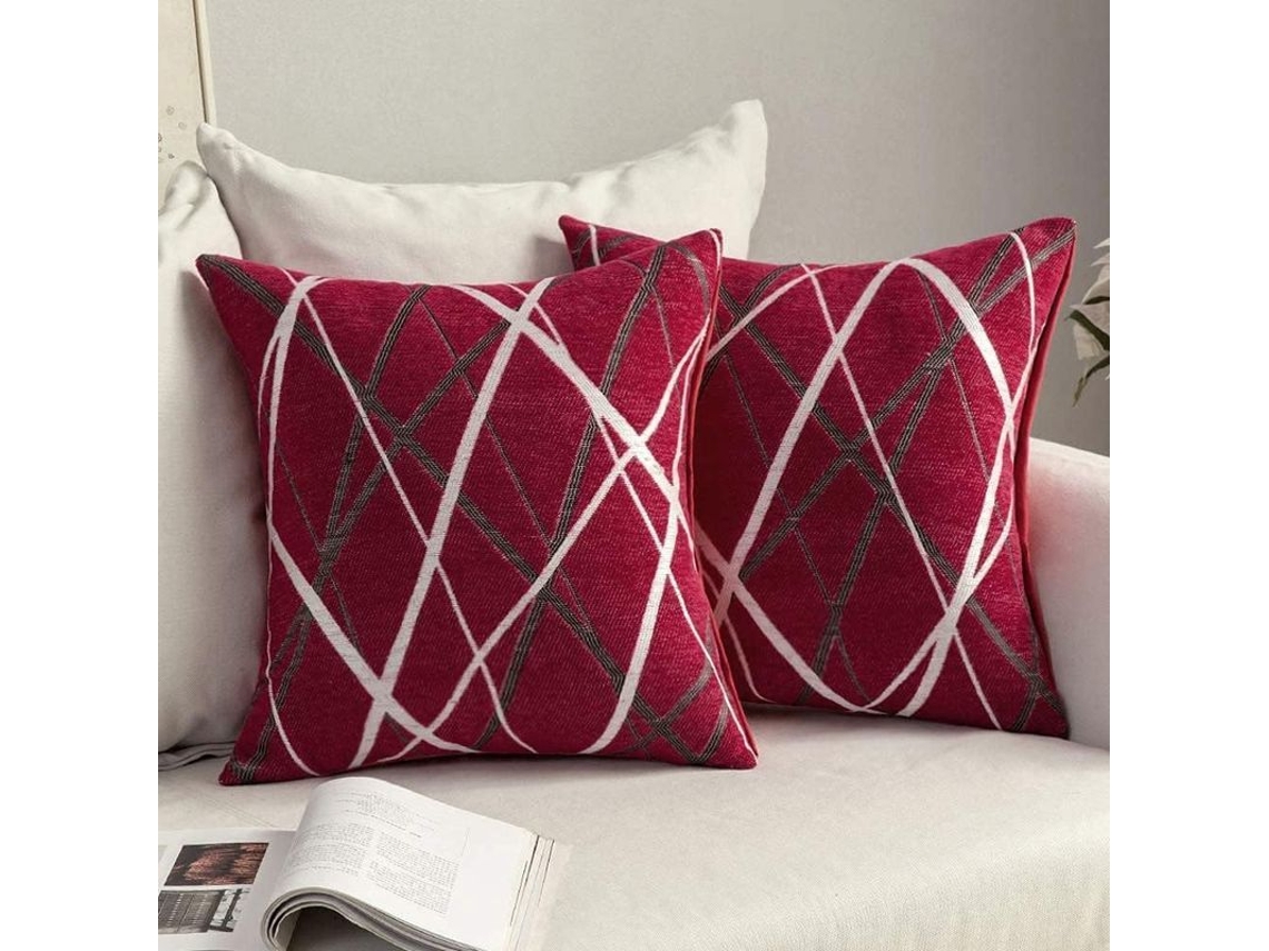 2026 2 Capas de Travesseiro de Natal Chenille Texturizadas Vermelhas 45x45cm para Sofá Cama Carro
