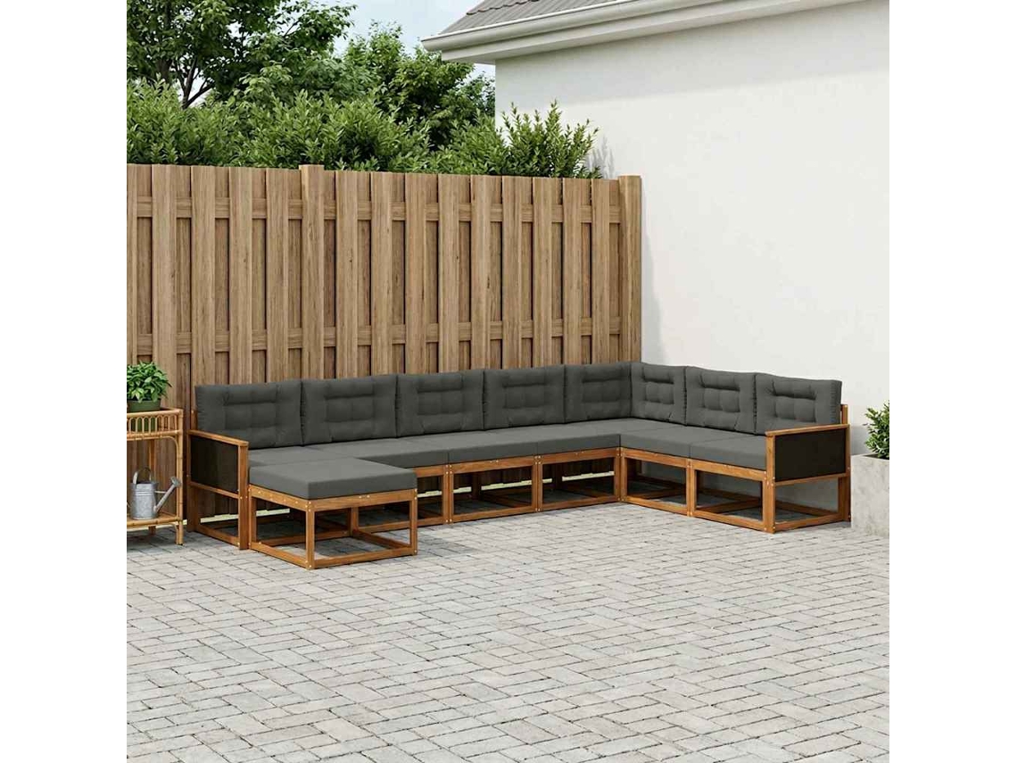 Vidaxl Conjunto De Sofás Para Exterior 8 Unid. Natural E Antracite