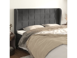 Cabecero con Alas de Terciopelo 183x23x118/128 cm Gris Oscuro