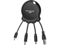 Powerbank XOOPAR Octopus Booster (1000 mAh - USB - MicroUSB - Lightning - USB-C - Preto)