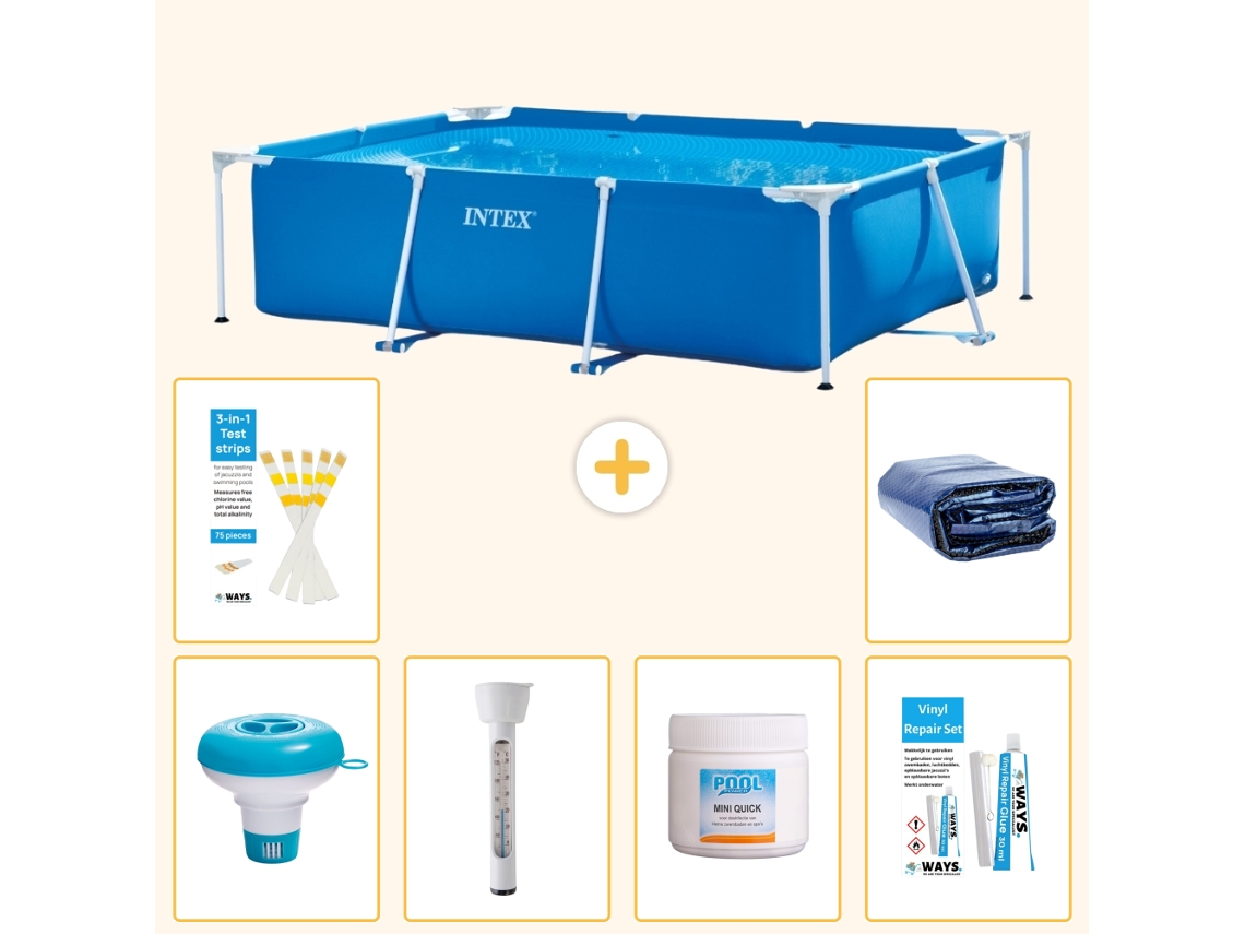 Piscina com Estrutura Retangular 220x150x60 Cm 7 peças S22340 INTEX