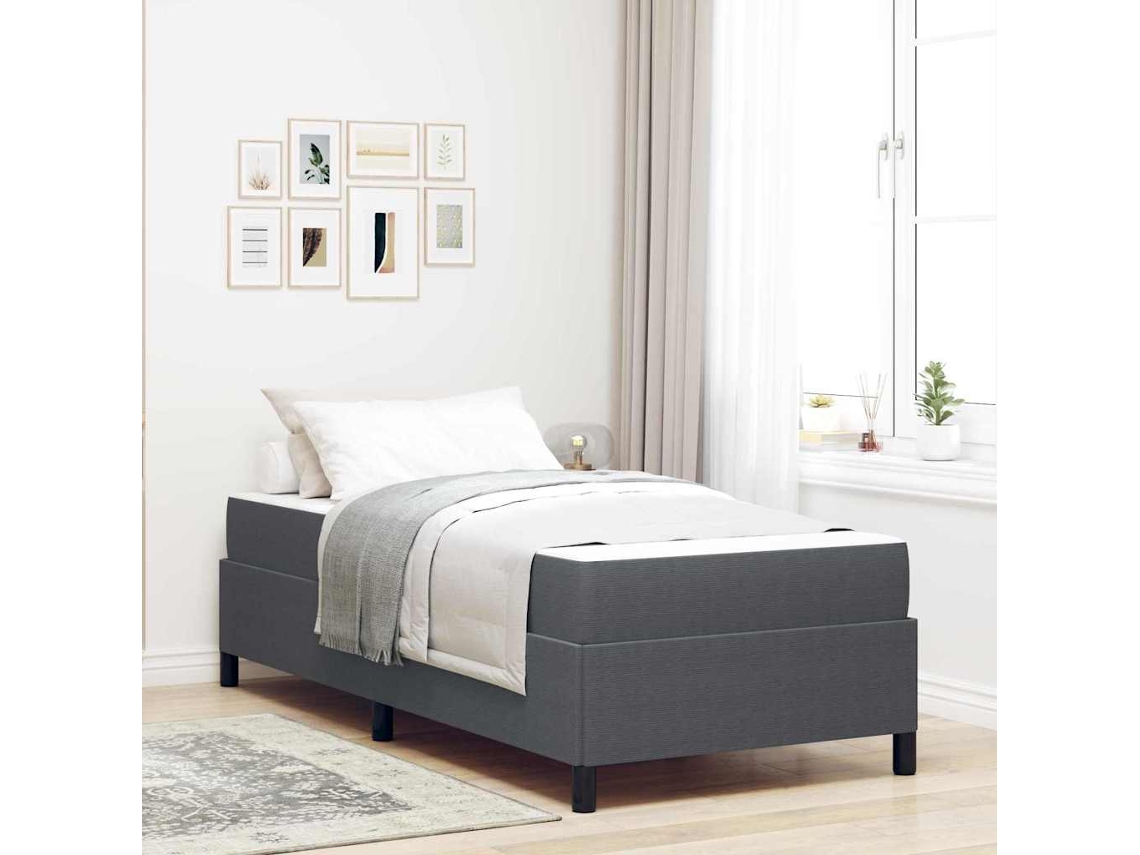 Vidaxl Estrutura Da Cama Com Colchão Cinza Escuro 100 X 200 Cm Tecido