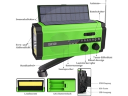 Rádio com célula solar AQUAFORGE, manivela, bateria 10000mah, lanterna