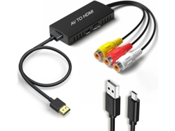 1080p Rca Av Composto Cvbs Para Hdmi Adaptador Conversor Suporta Pal/ntsc Compatível Pc Portátil, Ps2/ps3, Xbox, N64, Stb, Vhs/vcr, Dvd Bestvite