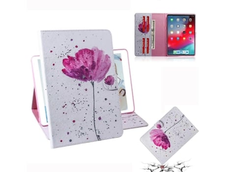 Capa De Couro Com Padrão De Orquídeas Roxas Horizontal Para Ipad Pro 11 Polegadas, Com Suporte, Compartimento Para Cartão E Carteira Saisiyiky