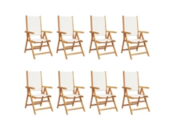 Maison Exclusive - Cadeiras Jardim Reclin. 8 Pcs Tecido/madeira Maciça Branco Nata