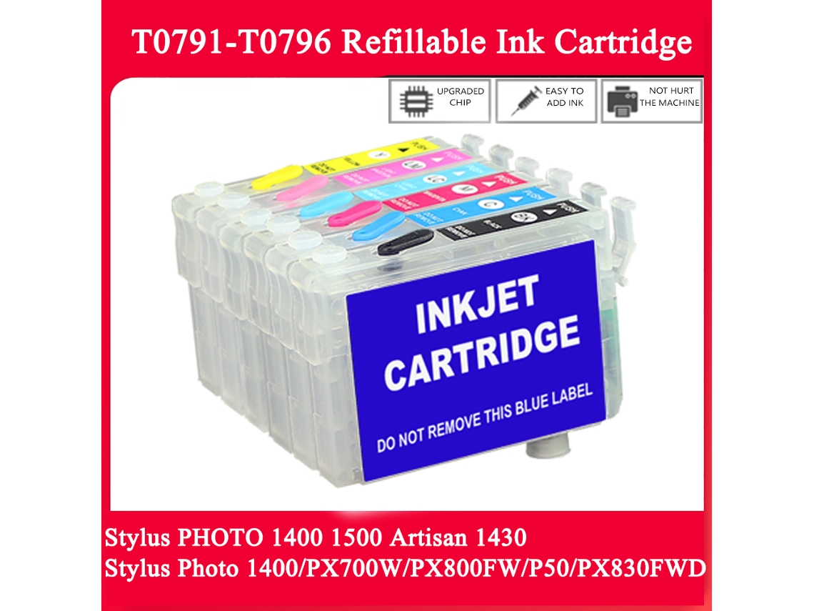 Cartucho De Tinta Recarregável T0791 Para Epson 1410 Px700w Px800fw P50 Px830fwd 1400/px700w/px800fw/p50/px830fwd