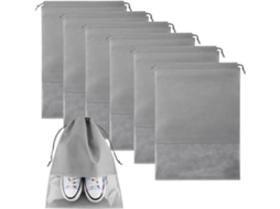Bolsas de viagem para sapatos KKLO (pacote com 6, 36 x 27 cm), bolsas impermeáveis com cordão para sapatos, bolsas à prova de poeira para uso diário, cinza