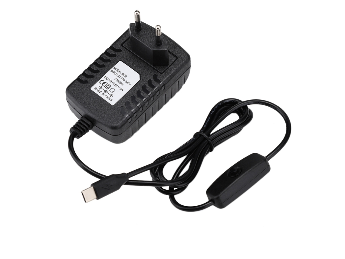 Adaptador De Fonte Para Raspberry Pi 4b Com Chave On/off 5v 3a Type C Luz Dourada