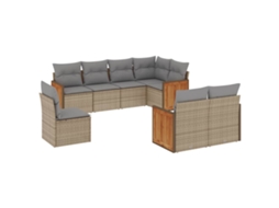 Conjunto de 8 Sofás para Jardim com Almofadões Vime Pe Bege MAISON EXCLUSIVE (8 pcs)