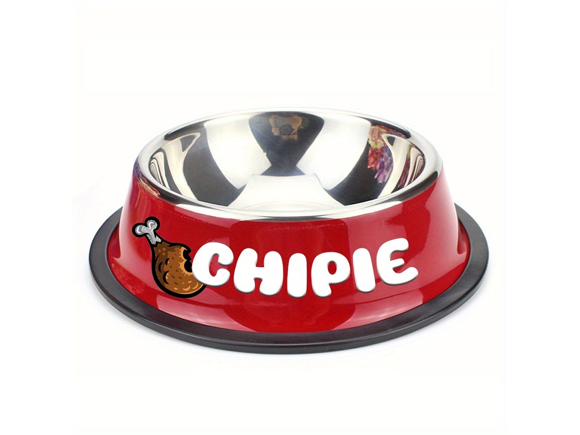 Tigela Personalizada em Aço Inoxidável Antiderrapante para Animais de Estimação com Nome Personalizado, Perfeita para Cães e Gatos AQUAFORGE