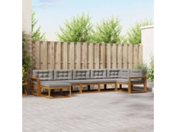 Vidaxl Conjunto De Sofás Para Exterior 7 Unid. Cinza Natural E Claro