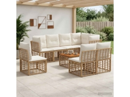 Vidaxl Conjunto De Sofás Para Exterior 9 Unid. Natural E Branco Creme