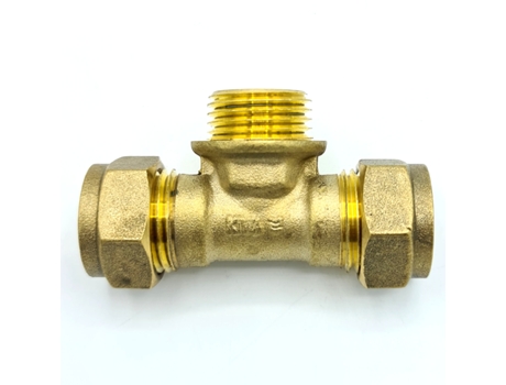 Tê Acoplador Macho G1/2 x 15 mm, Adaptador de Encaixe de Compressão de Latão, Conector Reta