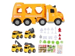 Ats juego de Camión Transportador Grande Con Luz Sonido Inercial Capa Doble Y 4 Camioncitos Regalo para Niños