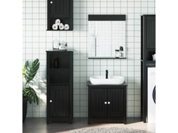 Vidaxl 3 Pcs Conjunto De Móveis Para Wc Berg Pinho Maciço Preto