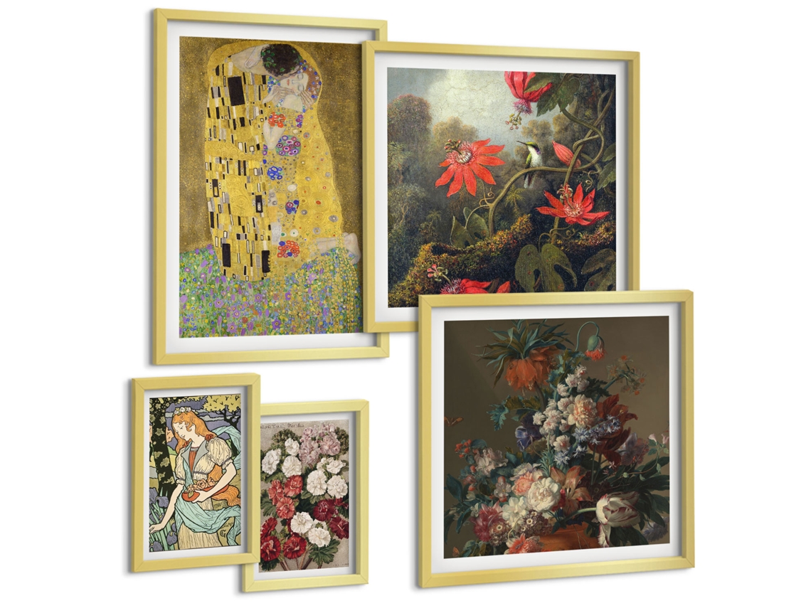 Quadros Decorativos Para Parede Pôsteres Abstratos Boho Em Tons Pastel Moldura Prateada Pinturas De Quarto Espelharte (conjunto De 5 Imagens)
