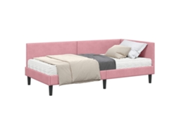 Conjunto de 2 Estruturas de Cama de Canto com Colchão Cinzeto Veludo MAISON EXCLUSIVE (não especificado)