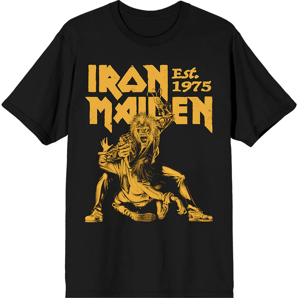 Rockinstone Unisex Iron Maiden Est. 1975 Claw Yellow Graphic T-shirt Classic-m