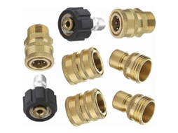 Kit de adaptadores para limpiadora de presión con conexión rápida 3/8 y 3/4, rotación 240°, 8 piezas, 4500 psi, latón y acero inoxidable | S/MARCA