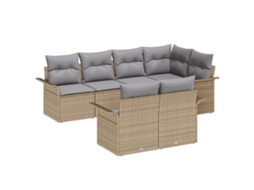 Conjunto 7 Assentos De Jardim Vidaxl Bege Vime Pe (242.5 X 132.5 X 69 Cm)