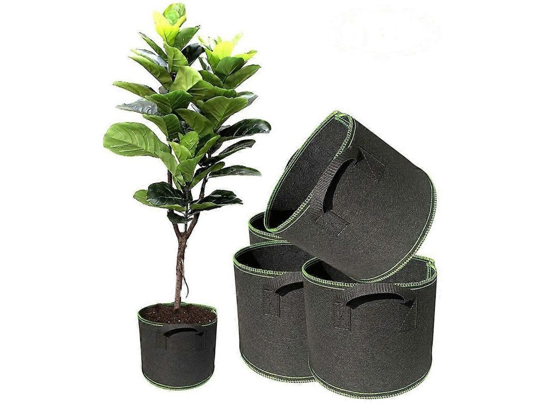 Saco de Plantio Não Tecido 12l 5unidades Preto Leve Resistente para Legumes Frutas Jardim