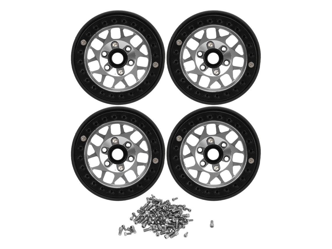 Roda De Rc Laxiscreed 1.9 Polegadas Em Alumínio Com Beadlock Prata Para Alta Performance