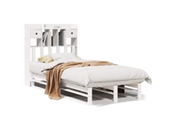 Cama com Estante Pinho Maciço Branco MAISON EXCLUSIVE (90x200 cm)
