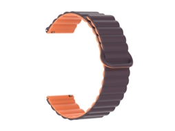 Pulseira de silicone com data magnética para Huawei GT6 GT5, Roxa com detalhes em laranja, 20 mm, compatível com