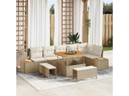 Vidaxl Conjunto De Sofá De Jardim 9 Unid. 8-número De Lugares Bege