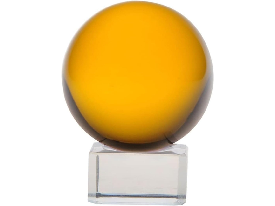 Bola De Cristal Decorativa Com Base Amarela.