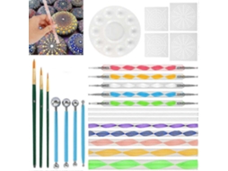 Omni-ferramentas De Pontilhado, Conjunto De 25 Ferramentas Para Mandala Com Modelos, Pinceis E Trajetória De Pintura