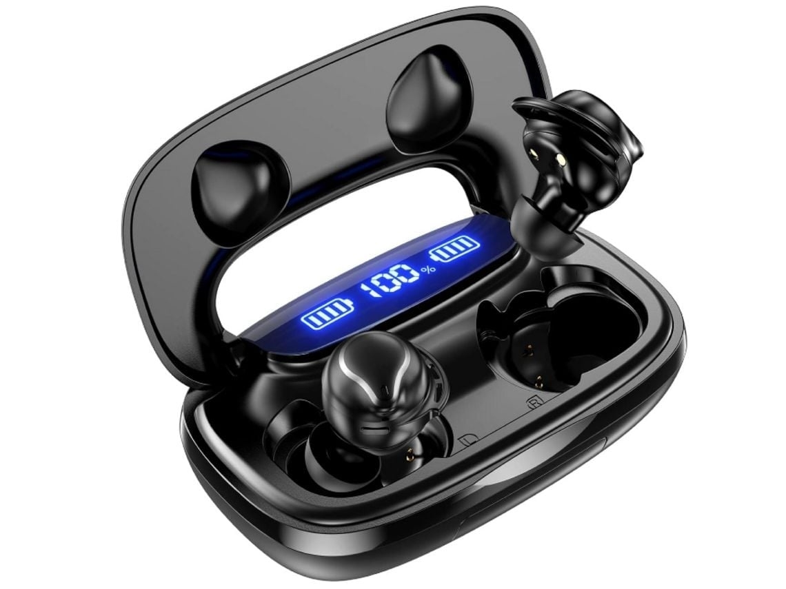 Auriculares Sem Fios Bluetooth Som Estéreo Display Led/lcd Controlo Tátil Estojo De Carregamento Graves Reforçados Lurelia