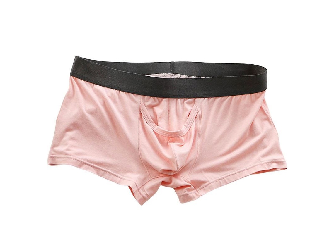 Calcinhas Para Homem De Cintura Média Com Elasticidade, Design Em U Convexo, Bloque De Cor E Material Fibra De Bambú L Rosado