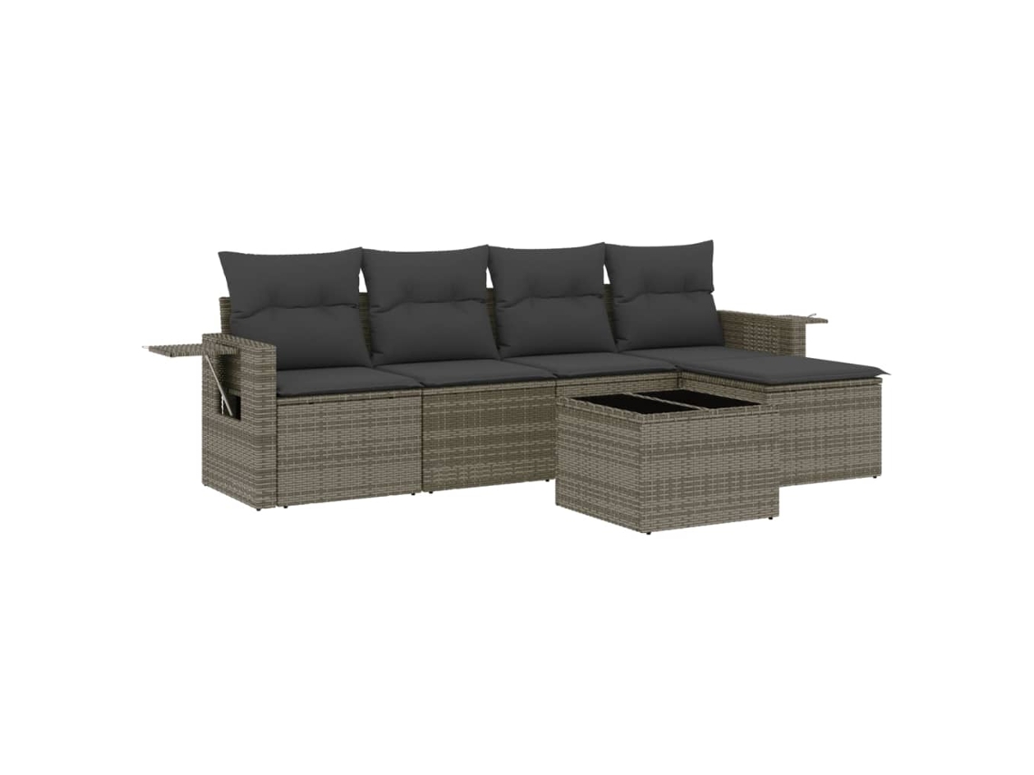 Conjunto de 6 Sofás de Jardim com Almofadas Vime Cinza MAISON EXCLUSIVE (80x200 cm)